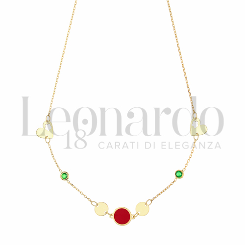 con Smalto rosso e zirconi in Oro Giallo da 3gr.