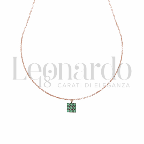 Forma o finitura Quadrato con Zircone verde in Oro Rosa da 1,4gr.