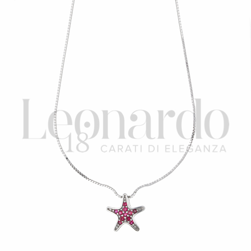 Forma o finitura Stella con Zircone rosso in Oro Bianco da 2gr.