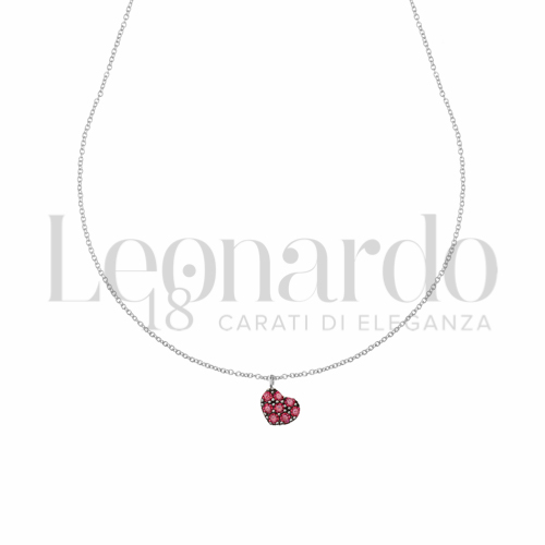 Forma o finitura Cuore con Zircone rosso in Oro Bianco da 1,4gr.