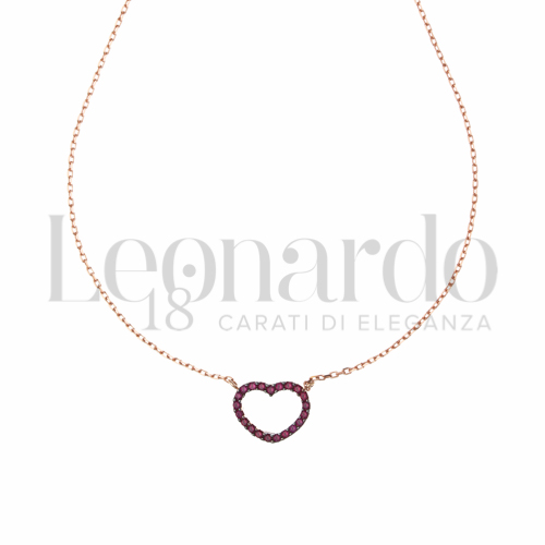 Forma o finitura Cuore con Zircone rosso in Oro Rosa da 2,4gr.