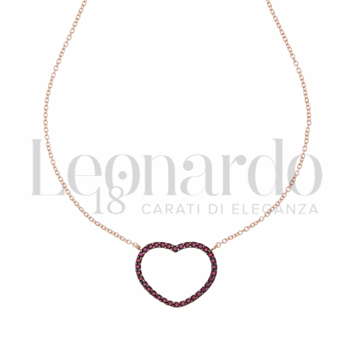 Forma o finitura Cuore con Zircone rosso in Oro Rosa da 3,5gr.