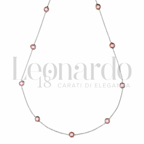 con Pietra rosa in Oro Bianco da 2,1gr.
