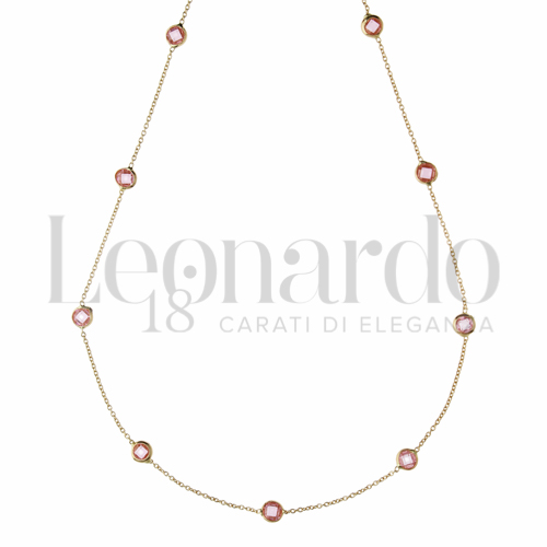 con Pietra Idrotermale rosa in Oro Giallo da 1,8gr.