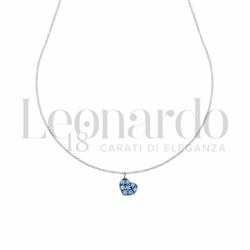 Forma o finitura Cuore con Zircone Blu in Oro Bianco da 1,4gr.