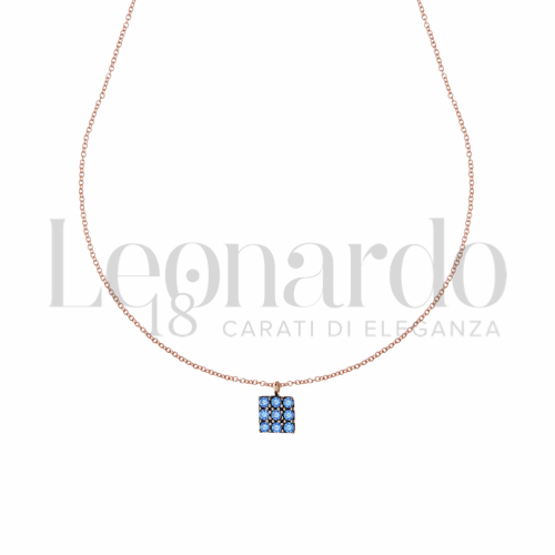 Forma o finitura Quadrato con Zircone Blu in Oro Rosa da 1,4gr.
