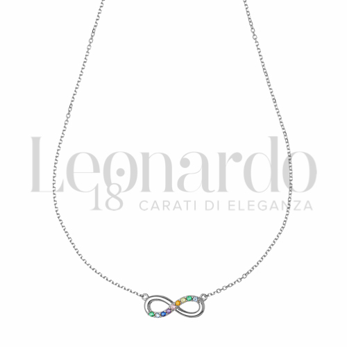 Forma o finitura Infinito con Pietre Rainbow in Oro Bianco da 1,7gr.