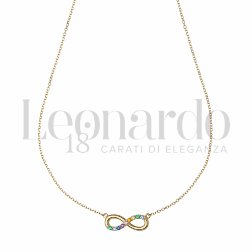 Forma o finitura Infinito con Pietre Rainbow in Oro Giallo da 1,7gr.
