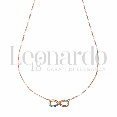Forma o finitura Infinito con Pietre Rainbow in Oro Rosa da 1,7gr.