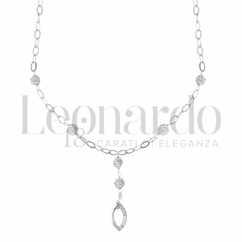 Forma o finitura Ovale con Mezzo pavè di resina e zirconi in Oro Bianco da 2,6gr.