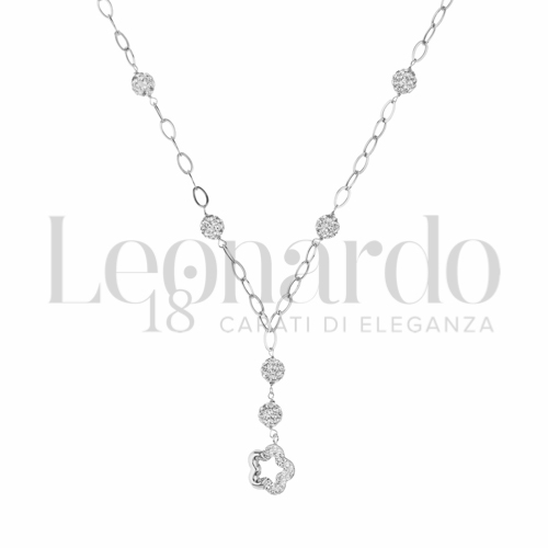 Forma o finitura Fiore con Mezzo pavè di resina e zirconi in Oro Bianco da 2,5gr.