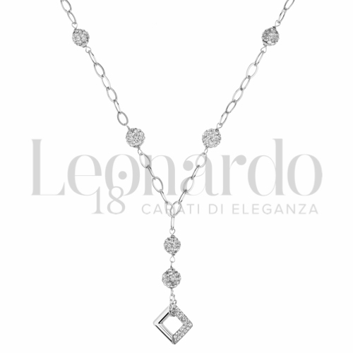 Forma o finitura Rombo con Mezzo pavè di resina e zirconi in Oro Bianco da 2,8gr.