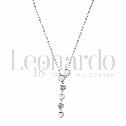 Forma o finitura Cuore con Resina e zirconi alternati in Oro Bianco da 1,7gr.