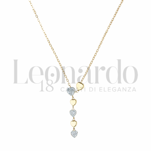 Forma o finitura Cuore con Resina e zirconi alternati in Oro Giallo da 1,7gr.