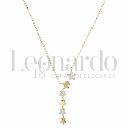 Forma o finitura Fiore con Resina e zirconi alternati in Oro Giallo da 2gr.