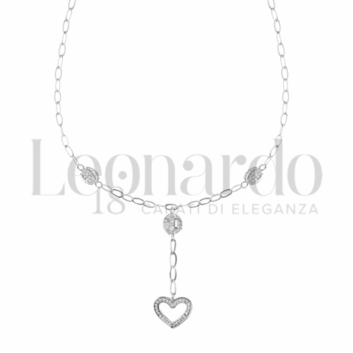 Forma o finitura Cuore con Resina e zirconi in Oro Bianco da 2,6gr.