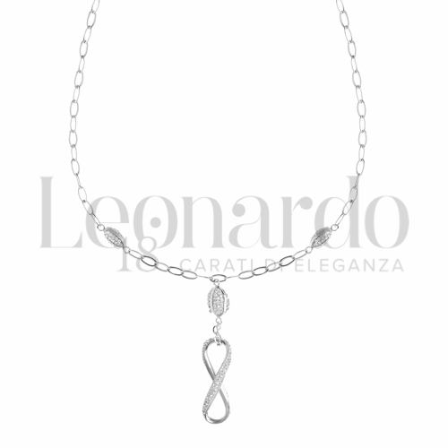 Forma o finitura Infinito con Resina e zirconi in Oro Bianco da 2,6gr.