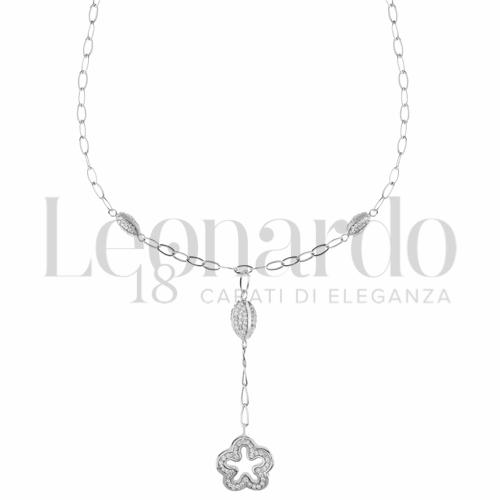 Forma o finitura Fiore con Resina e zirconi in Oro Bianco da 2,9gr.