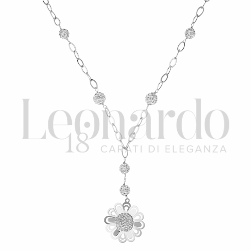 Forma o finitura Fiore con Resina e zirconi in Oro Bianco da 3gr.
