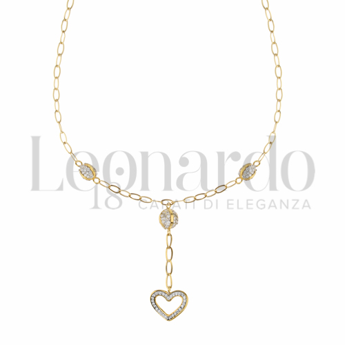 Forma o finitura Cuore con Resina e zirconi in Oro Giallo da 2,6gr.