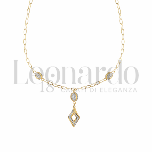 Forma o finitura Rombo con Resina e zirconi in Oro Giallo da 2,5gr.