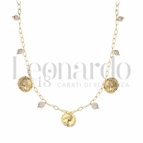 Forma o finitura Moneta con Resina e zirconi in Oro Giallo da 2,9gr.