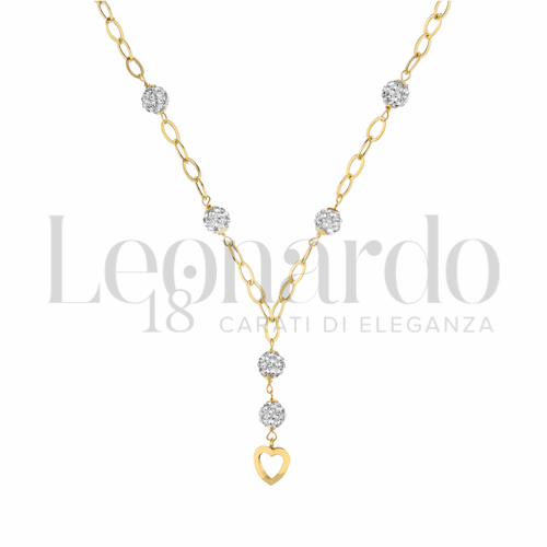 Forma o finitura Cuore con Resina e zirconi in Oro Giallo da 2,9gr.