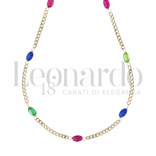 con Pietre Rosse, Blu e Verdi in Oro Giallo da 2gr.