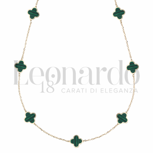 Forma o finitura Quadrifoglio con Malachite in Oro Giallo da 3,1gr.