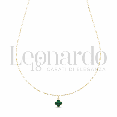 Forma o finitura Quadrifoglio con Malachite in Oro Giallo da 1gr.