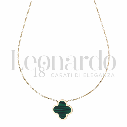 Forma o finitura Quadrifoglio con Malachite in Oro Giallo da 2,5gr.