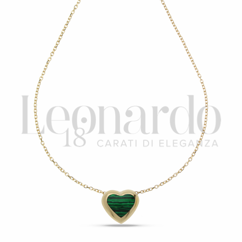 Forma o finitura Cuore con Malachite in Oro Giallo da 2,3gr.