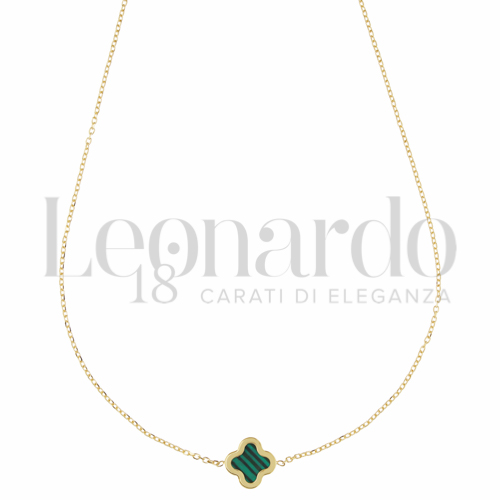 Forma o finitura Quadrifoglio con Malachite in Oro Giallo da 1,5gr.