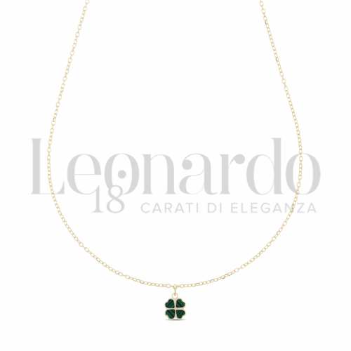 Forma o finitura Quadrifoglio con Malachite in Oro Giallo da 1gr.