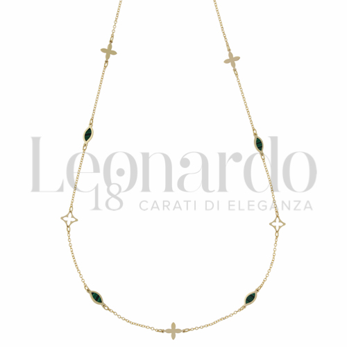 Forma o finitura Foglia con Malachite in Oro Giallo da 1,9gr.
