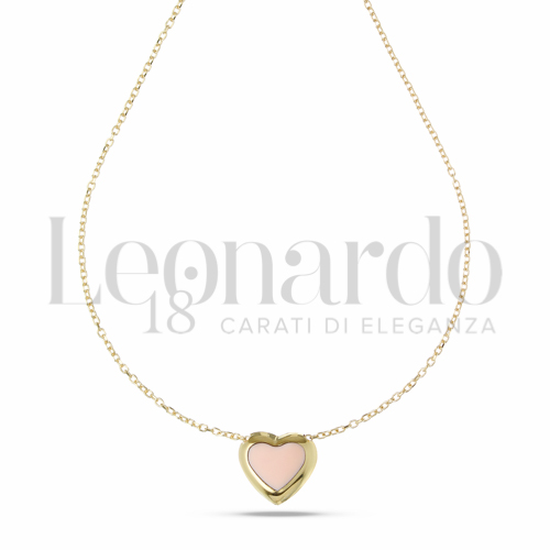 Forma o finitura Cuore con Pasta di Corallo Rosa in Oro Giallo da 2,4gr.