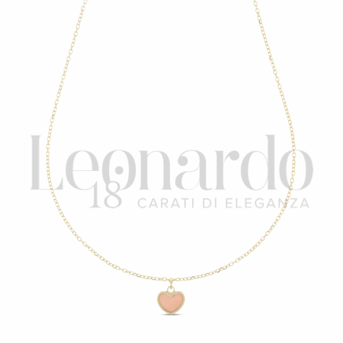 Forma o finitura Cuore con Pasta di Corallo Rosa in Oro Giallo da 1gr.