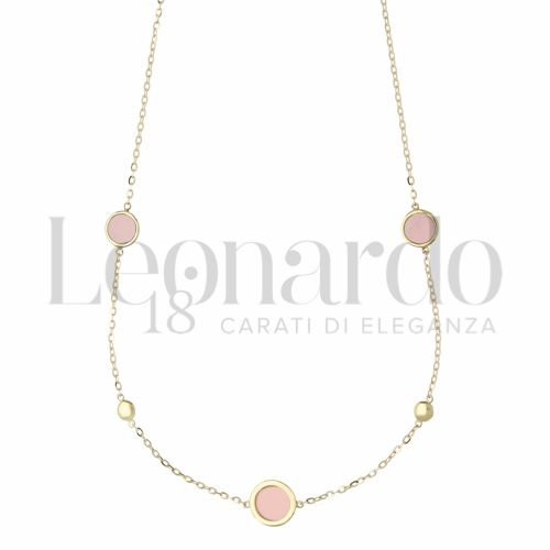 Forma o finitura Tondo con Pasta di Corallo Rosa in Oro Giallo da 4,4gr.