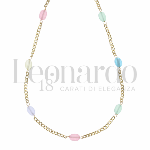con Pietre rosa, blu, e verdi in Oro Giallo da 2,1gr.