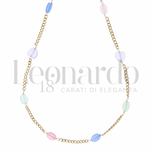 Forma o finitura Cuore con Pietre rosa, blu, e verdi in Oro Giallo da 2,3gr.
