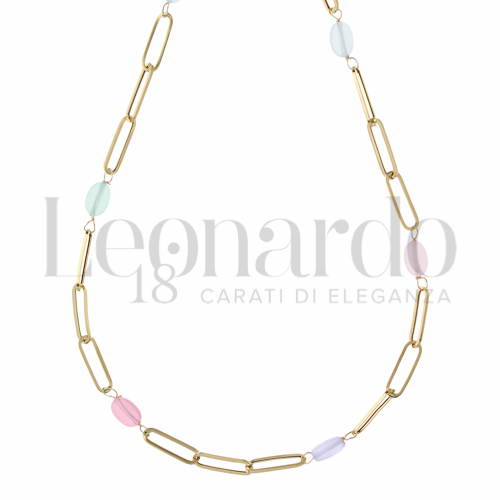 con Pietre rosa, blu, e verdi in Oro Giallo da 2,4gr.