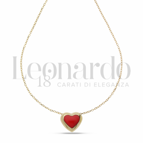 Forma o finitura Cuore con Pasta di corallo rosso in Oro Giallo da 2,4gr.