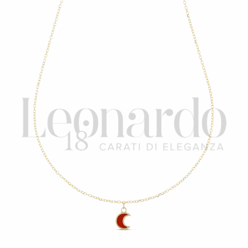 Forma o finitura Luna con Pasta di corallo rosso in Oro Giallo da 1gr.