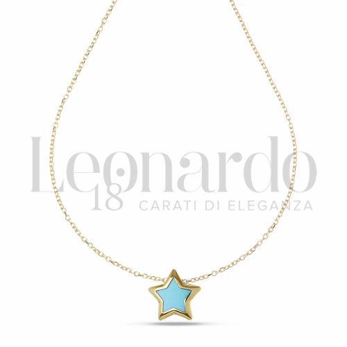 Collane Collana con elemento bombato in linea da Donna Oro 18 Carati Forma o finitura: Stella Lunghezza: 45 cm riduzione a 42 2,4g