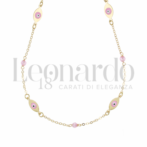 Forma o finitura Ovale con Spinelli Rosa e Smalto in Oro Giallo da 3gr.