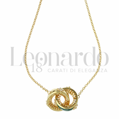 con Smalto verde e zircone bianco in Oro Giallo da 9gr.
