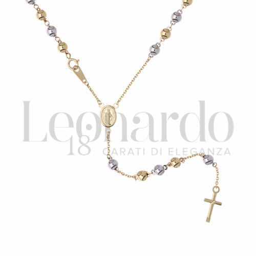 Collane Collana Rosario Accoppiato Pendente in Oro 18 Carati Lunghezza: 60 cm Diametro sfere: 4 mm Finitura o colore: Lucida 6,6g