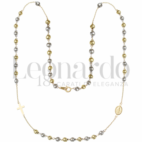 Collane Collana Rosario Accoppiato Girocollo in Oro 18 Carati Lunghezza: 50 cm con 5 gruppi di preghiera Diametro sfere: 4 mm Finitura o colore: Lucida 5g