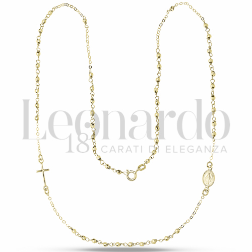Collane Rosario girocollo ammagliato in Oro 18 Carati Lunghezza: 45 cm con 5 gruppi di preghiera Diametro sfere: 2,50 mm Finitura o colore: Sfaccettata 5,2g