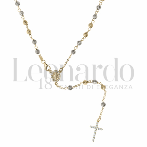 4 mm Diametro sfere con Zircone bianco in Oro Giallo e Oro Bianco da 11,3gr.